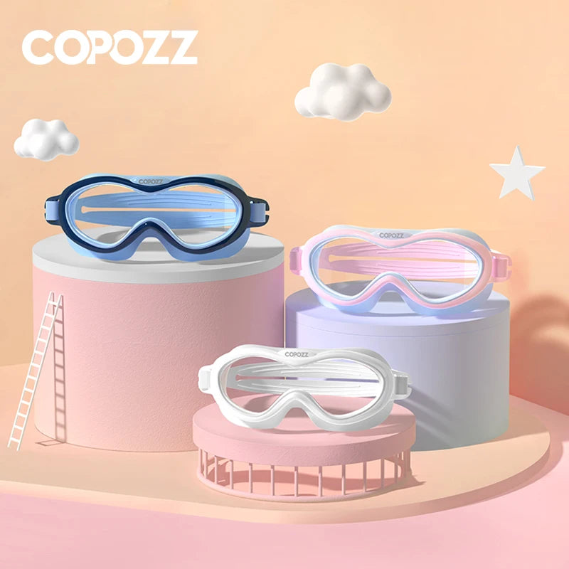 Kids Swim Goggles Anti Fog Waterproof Children Teenagers Big Frame Swimming Eyewear Boy Girl One-piece Swim Glasses