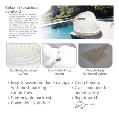 Portable Inflatable Pool Floating Lounge Island With Tent beach shade sun shelter Water Floats Square Shape Pool Inflatable Bed