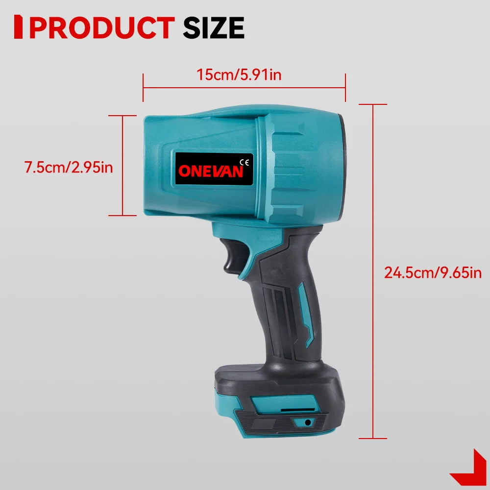 ONEVAN 200M/S Brushless Electric Turbo Fan Blowers 2000W Cordless Jet Fan Snow Leaf Dust Air Blowing Tool Fit 18V Battery