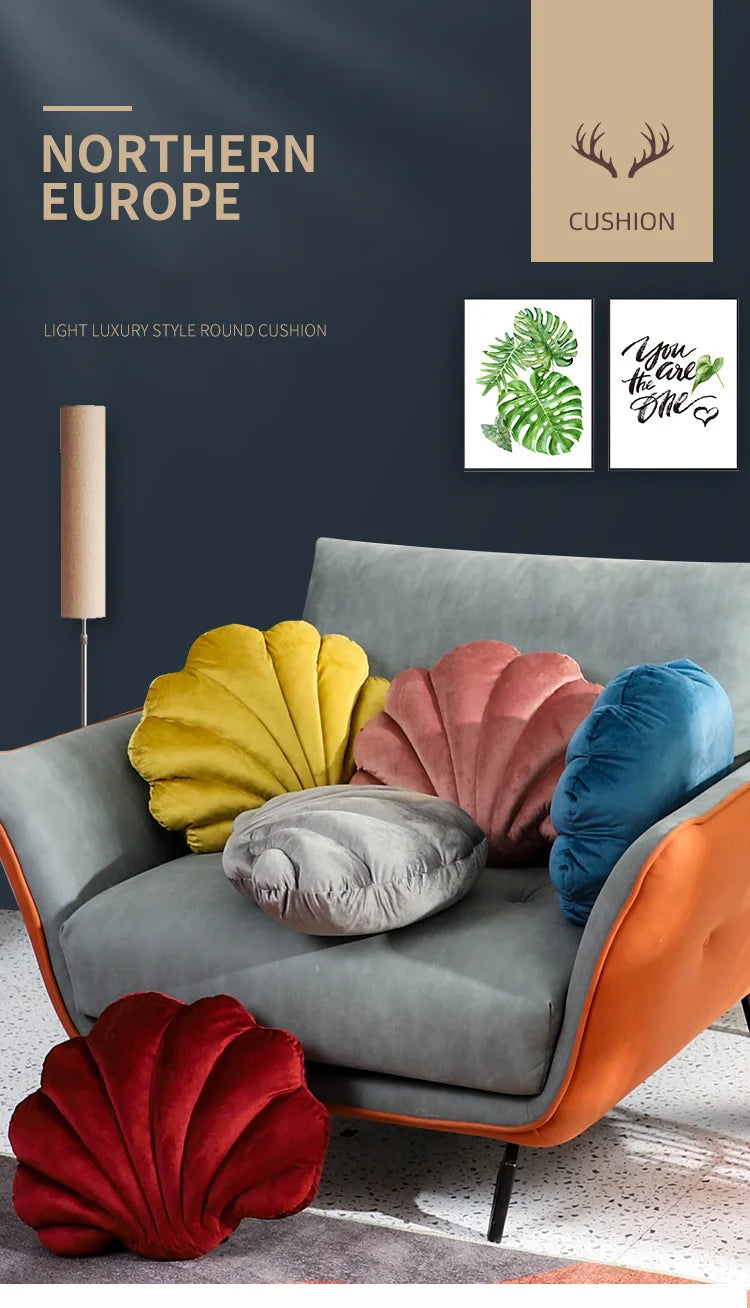 Dutch Velvet Shell Cushion Light Luxury INS Solid Color Pillow for Home Sofa with Skin-friendly and Waist-supporting Design