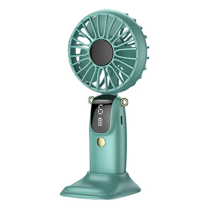 USB Handheld Mini Fan Foldable Portable Neck Hanging Fans 5 Speed USB Rechargeable Fan with Phone Stand and Display Screen