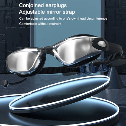 Swimming Goggles HD Anti-Fog UV Silicone Adjustable Glasses Adult Goggles Swimming Ear Plugs Professional Waterproof Glasse 18cm