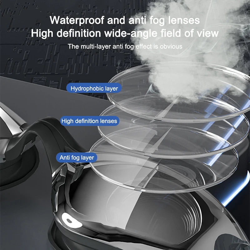 Swimming Goggles HD Anti-Fog UV Silicone Adjustable Glasses Adult Goggles Swimming Ear Plugs Professional Waterproof Glasse 18cm