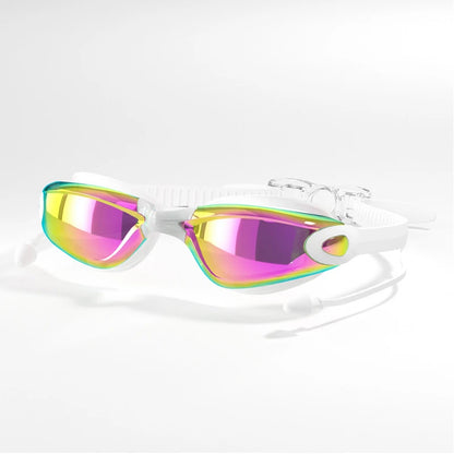 Swimming Goggles HD Anti-Fog UV Silicone Adjustable Glasses Adult Goggles Swimming Ear Plugs Professional Waterproof Glasse 18cm