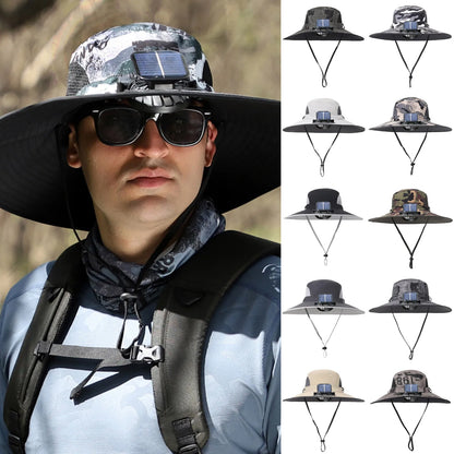 Outdoor Wide Brim Sun Hat With Solar Fan Wide Brim Solar Fan Outdoor Fishing Hat Solar Usb Charging Solar Powered Fan Hat Sport