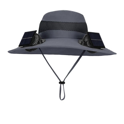Anti-UV 2 Fans Hat Solar Charging &Air Cooling Fan Sun Hat Wide Brim Bucket Hat For Fisherman 2025 Men Hat Summer Cooler Sun Cap