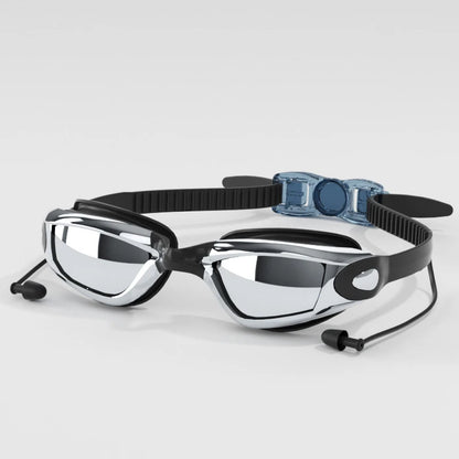 Swimming Goggles HD Anti-Fog UV Silicone Adjustable Glasses Adult Goggles Swimming Ear Plugs Professional Waterproof Glasse 18cm
