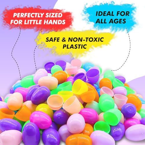Tsarasi Premium Plastic Easter EggShell-50pcs Vibrant Solid Colors & Printed colorful Fillable Eggs,Ideal for Gift Surprises,Celebration Giveaways,School Rewards & Festive EggHunts