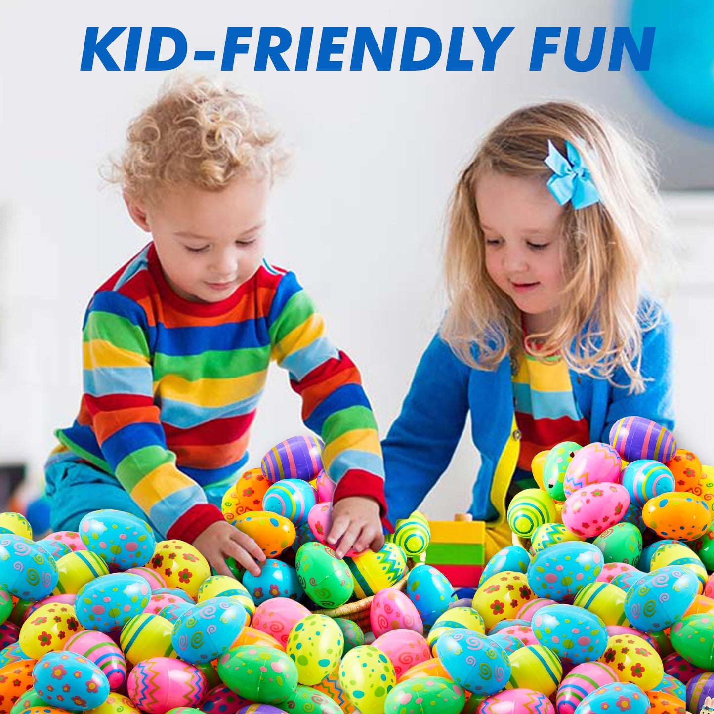 Tsarasi Premium Plastic Easter EggShell-50pcs Vibrant Solid Colors & Printed colorful Fillable Eggs,Ideal for Gift Surprises,Celebration Giveaways,School Rewards & Festive EggHunts
