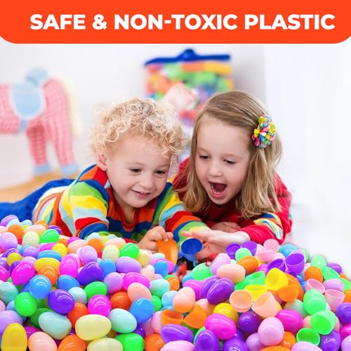 Tsarasi Premium Plastic Easter EggShell-50pcs Vibrant Solid Colors & Printed colorful Fillable Eggs,Ideal for Gift Surprises,Celebration Giveaways,School Rewards & Festive EggHunts