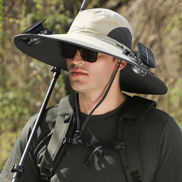"2025 Dual-Powered Solar Fan Hat – Rechargeable Outdoor Fishing Hat with Twin Fans, UV Sun Protection & Cooling Shade for Hiking, Camping & Work"