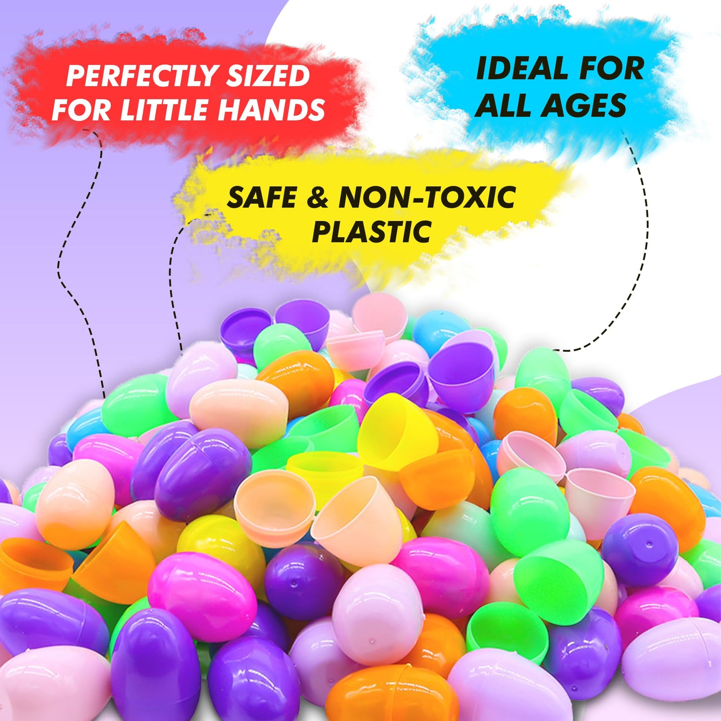 Tsarasi Premium Plastic Easter EggShell-50pcs Vibrant Solid Colors & Printed colorful Fillable Eggs,Ideal for Gift Surprises,Celebration Giveaways,School Rewards & Festive EggHunts
